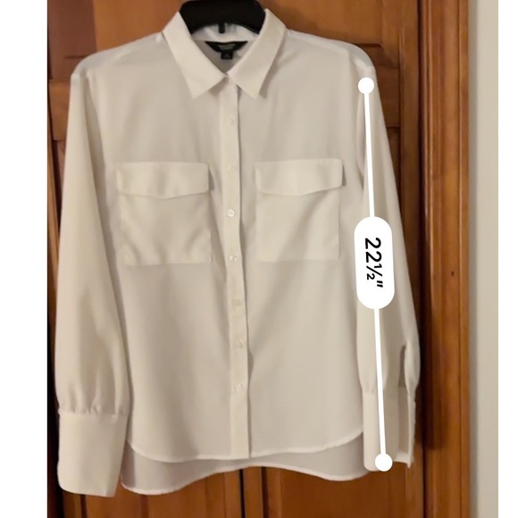 Simply Vera Vera Wang Cream Career Button Up Shirt Women's Medium top Pockets - Picture 5 of 13